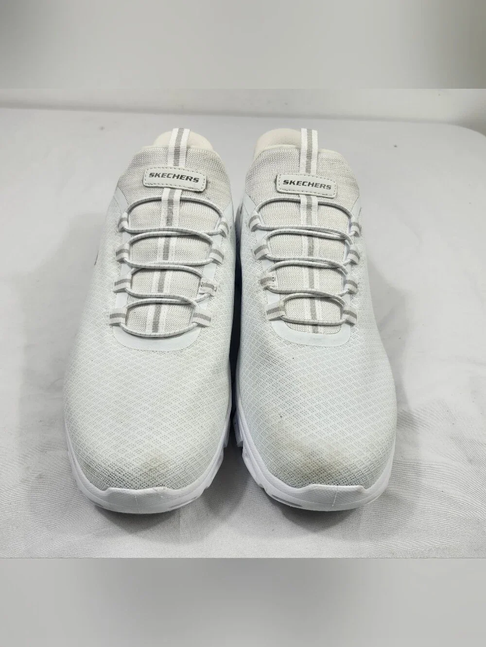 Skechers Men's 11 M White Hands Free Slip-ins Memory Foam Mesh Loafers White